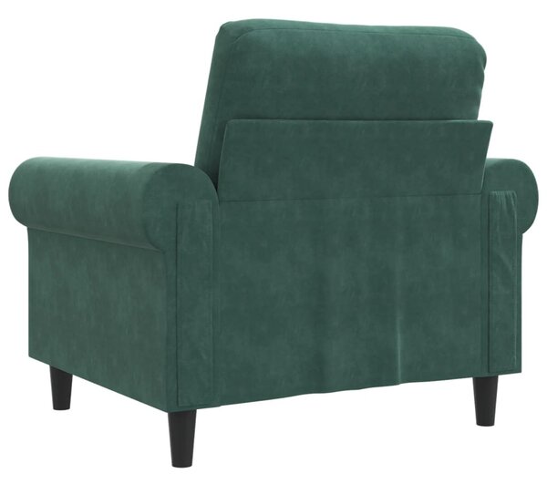 Sötétzöld bársony kanapéfotel 60 cm