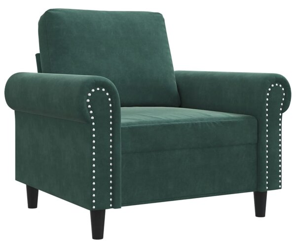 Sötétzöld bársony kanapéfotel 60 cm