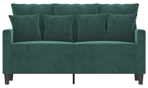 Kétszemélyes sötétzöld bársony kanapé 120 cm