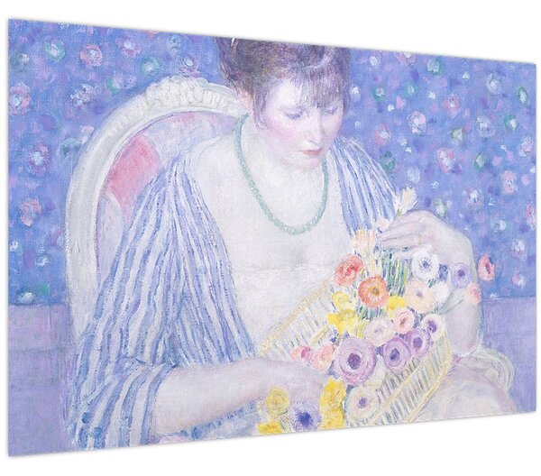 Kép - Frederick Carl Frieseke, The Basket of Flowers, reprodukciók (90x60 cm)