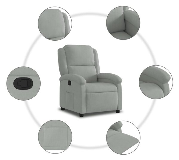 Világosszürke bársony relaxfotel