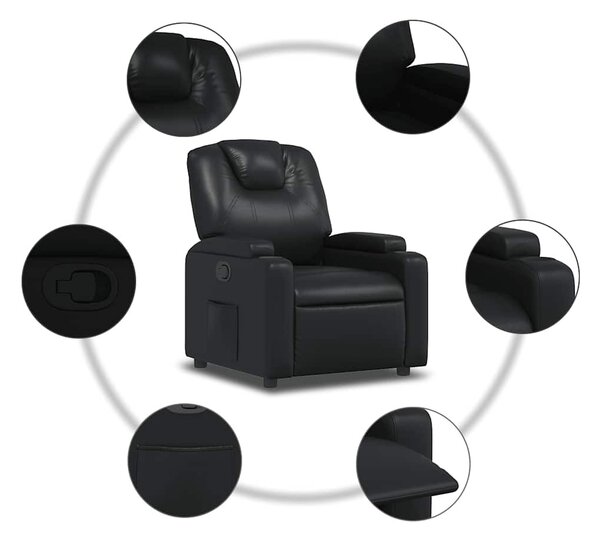 Fekete műbőr relaxfotel