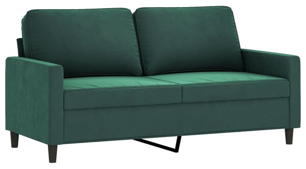 Kétszemélyes sötétzöld bársony kanapé 140 cm