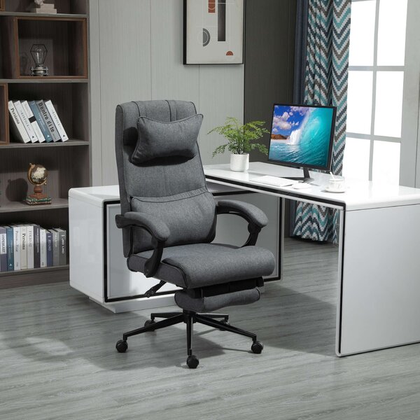 Ergonomikus irodai szék, PVC, Vinsetto, Állítható magasságú, Fejtámla, Deréktámasz, Lábtámasz, Szürke