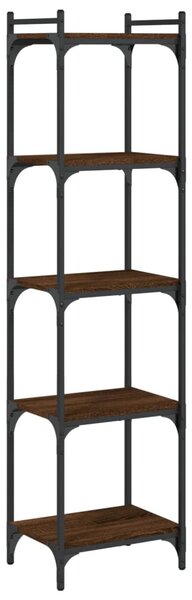 5 szintes barna tölgy színű szerelt fa könyvespolc 40x30x154 cm