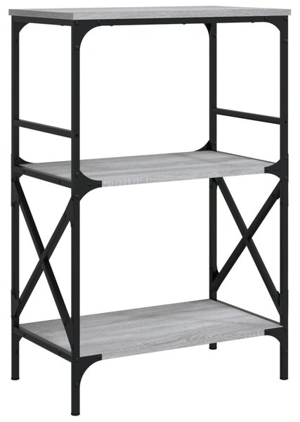 3 szintes szürke sonoma szerelt fa könyvespolc 56x35x90,5 cm