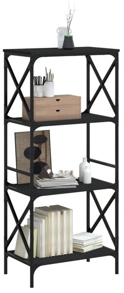 4 szintes fekete szerelt fa könyvespolc 59 x 35 x 132 cm