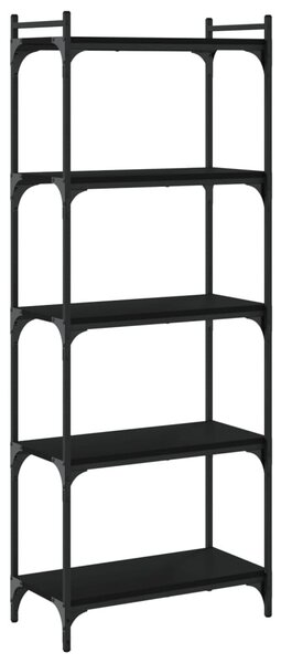 5 szintes fekete szerelt fa könyvespolc 60 x 30 x 154 cm