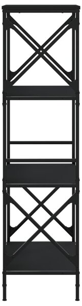 4 szintes fekete szerelt fa könyvespolc 59 x 35 x 132 cm