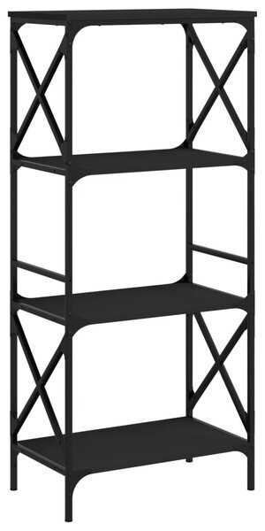 4 szintes fekete szerelt fa könyvespolc 59 x 35 x 132 cm