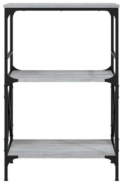 3 szintes szürke sonoma szerelt fa könyvespolc 56x35x90,5 cm