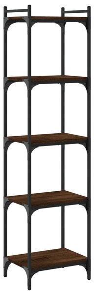 5 szintes barna tölgy színű szerelt fa könyvespolc 40x30x154 cm