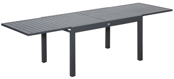 Kihúzható kerti asztal, Outsunny, Alumínium, 270x90x75cm, 8-10 személyes, Sötétszürke