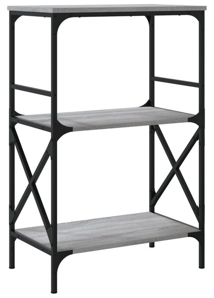 3 szintes szürke sonoma szerelt fa könyvespolc 56x35x90,5 cm