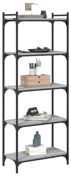 5 szintes szürke sonoma szerelt fa könyvespolc 60 x 30 x 120 cm