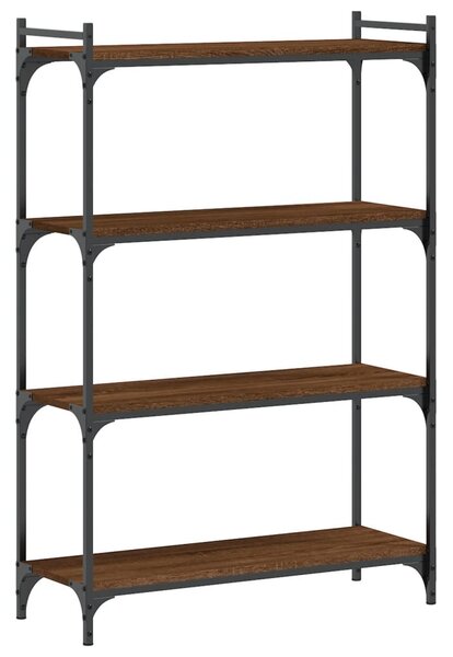 4 szintes barna tölgy színű szerelt fa könyvespolc 80x30x120 cm