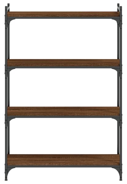 4 szintes barna tölgy színű szerelt fa könyvespolc 80x30x120 cm