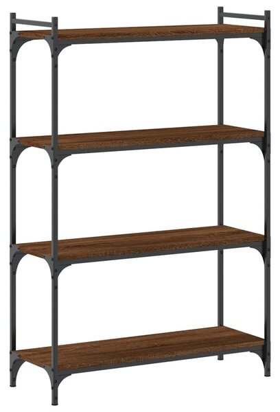 4 szintes barna tölgy színű szerelt fa könyvespolc 80x30x120 cm
