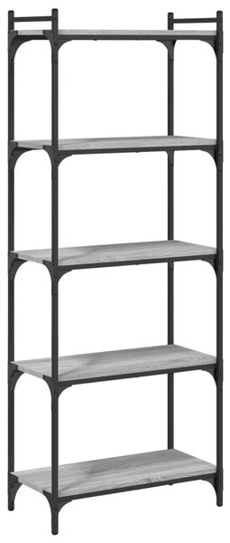 5 szintes szürke sonoma szerelt fa könyvespolc 60 x 30 x 120 cm