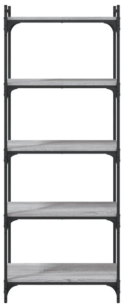 5 szintes szürke sonoma szerelt fa könyvespolc 60 x 30 x 120 cm