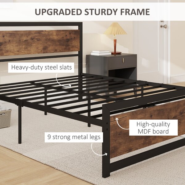 Homcom Franciaágy keret 160 x 200 cm, Fekete - Barna