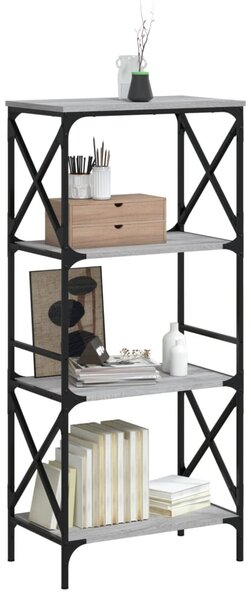 4 szintes szürke sonoma szerelt fa könyvespolc 59 x 35 x 132 cm