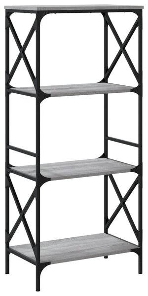 4 szintes szürke sonoma szerelt fa könyvespolc 59 x 35 x 132 cm