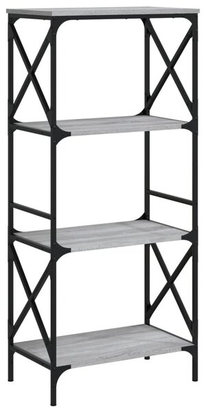 4 szintes szürke sonoma szerelt fa könyvespolc 59 x 35 x 132 cm