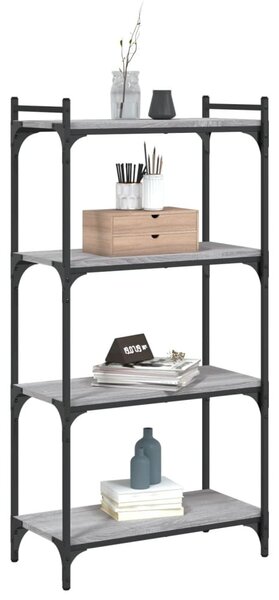 4 szintes szürke sonoma szerelt fa könyvespolc 60 x 30 x 120 cm