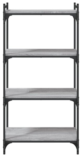 4 szintes szürke sonoma szerelt fa könyvespolc 60 x 30 x 120 cm