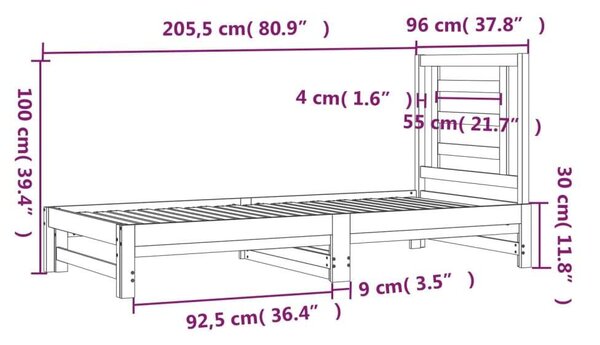 VidaXL fehér tömör fenyőfa kihúzható kanapéágy 2 x (90 x 200) cm