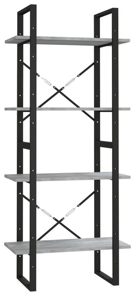 4 szintes szürke sonoma szerelt fa könyvszekrény 60x30x140 cm