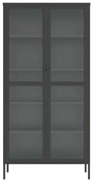VidaXL fekete üveg és acél magasszekrény 85 x 40 x 180 cm