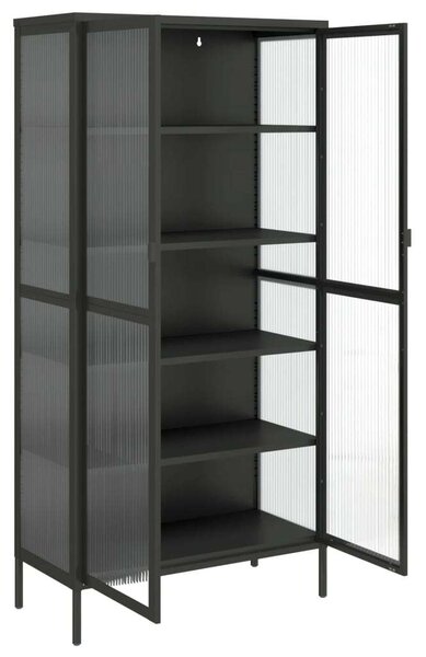 VidaXL fekete üveg és acél magasszekrény 85 x 40 x 180 cm