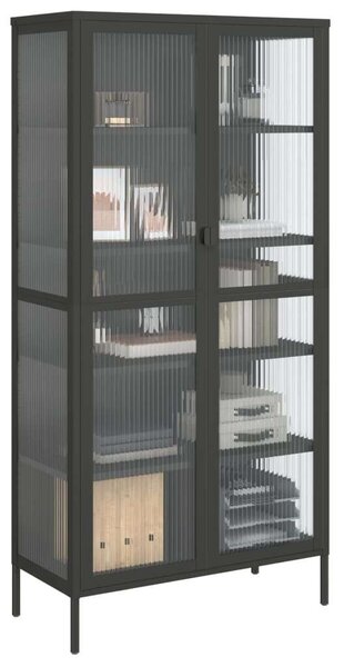 VidaXL fekete üveg és acél magasszekrény 85 x 40 x 180 cm