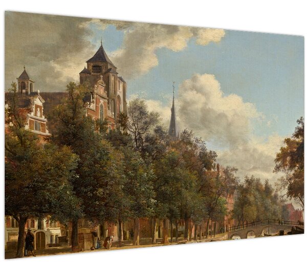Kép - Jan van der Heyden, View Down a Dutch Canal, reprodukciók (90x60 cm)