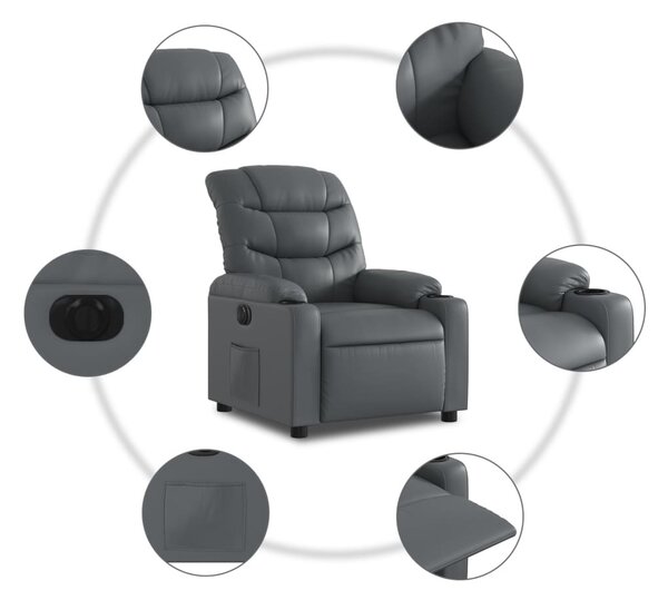 Szürke műbőr elektromos dönthető fotel