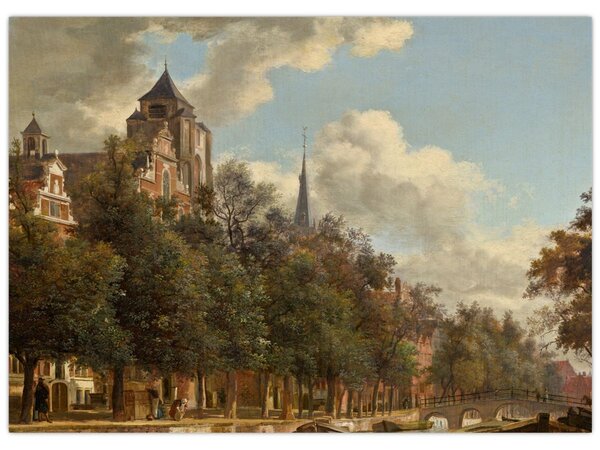 Kép - Jan van der Heyden, View Down a Dutch Canal, reprodukciók (70x50 cm)