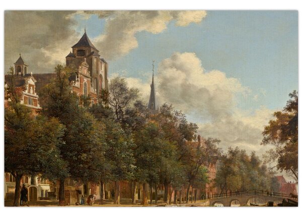 Kép - Jan van der Heyden, View Down a Dutch Canal, reprodukciók (90x60 cm)