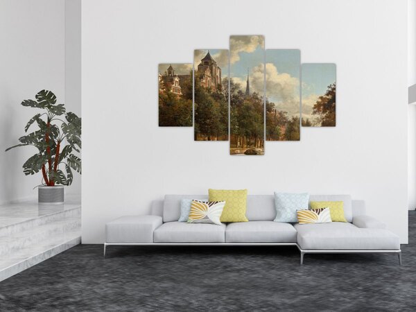 Kép - Jan van der Heyden, View Down a Dutch Canal, reprodukciók (150x105 cm)
