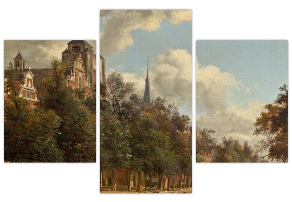 Kép - Jan van der Heyden, View Down a Dutch Canal, reprodukciók (90x60 cm)