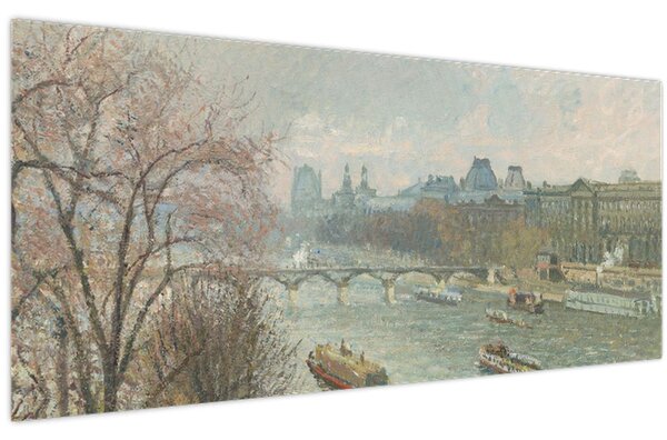 Kép - Camille Pissarro, The Louvre, Afternoon, Rainy Weather, reprodukciók (120x50 cm)