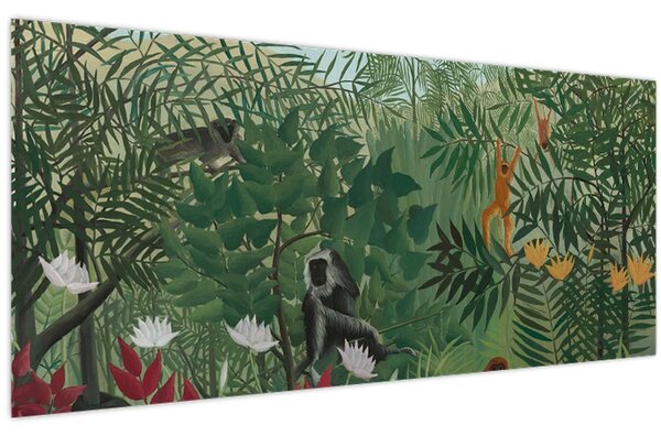 Kép - Henri Rousseau, Tropical Forest with Monkeys, reprodukciók (120x50 cm)