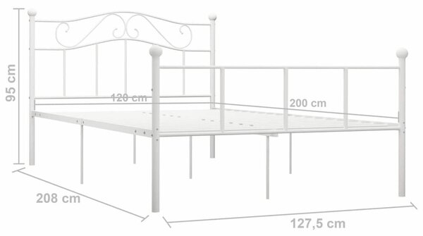 VidaXL Fehér Fém Ágykeret - 120x200 cm