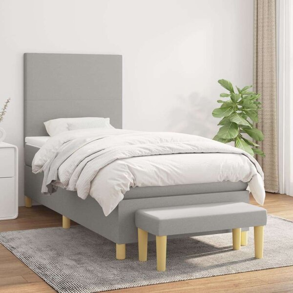 VidaXL világosszürke szövet rugós ágy matraccal 100 x 200 cm