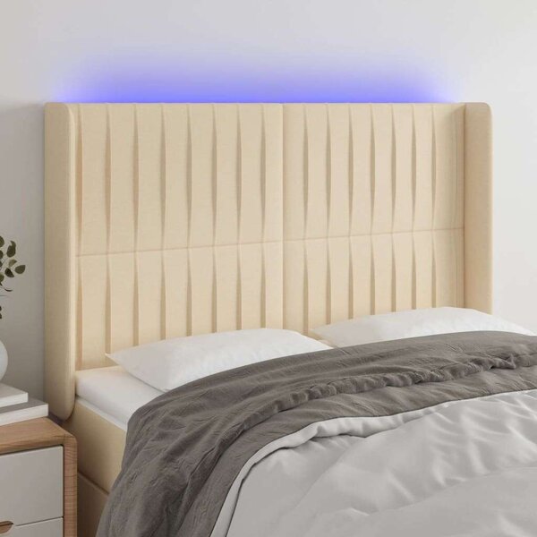 VidaXL krémszínű szövet LED-es fejtámla 147x16x118/128 cm