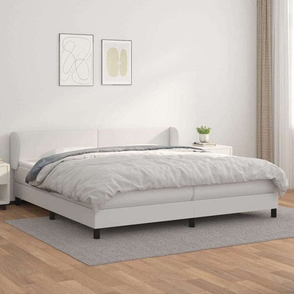 VidaXL fehér műbőr rugós ágy matraccal 200 x 200 cm