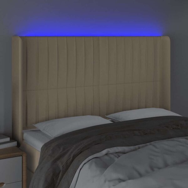 VidaXL krémszínű szövet LED-es fejtámla 147x16x118/128 cm
