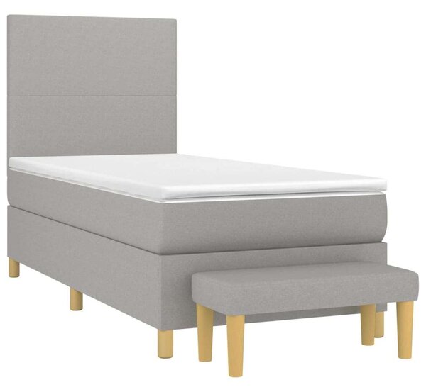 VidaXL világosszürke szövet rugós ágy matraccal 100 x 200 cm