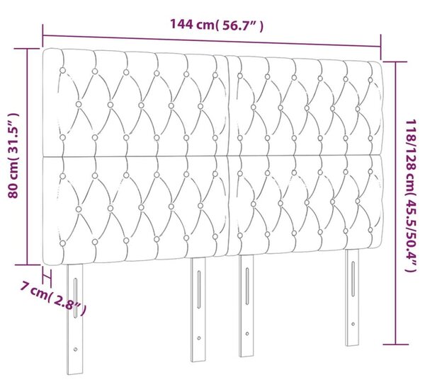 VidaXL krémszínű szövet LED-es fejtámla 144x7x118/128 cm
